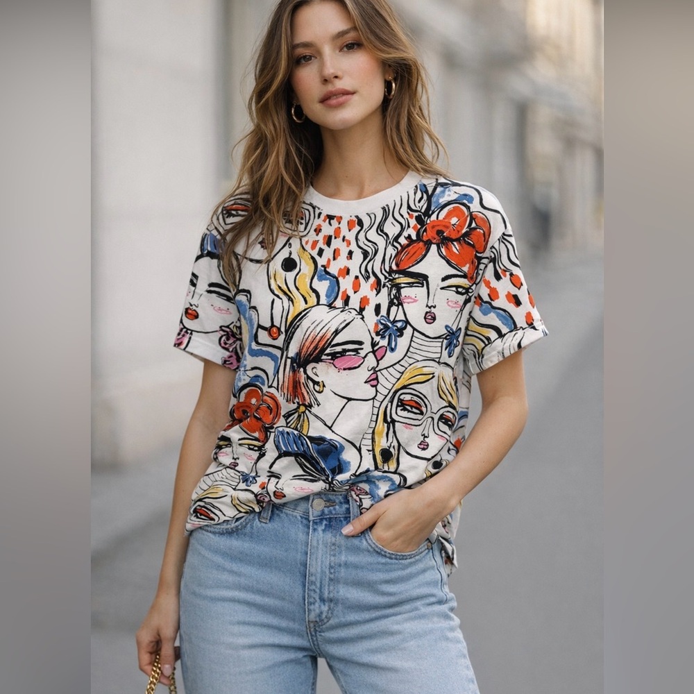 Zara Artistic Faces T-Shirt
